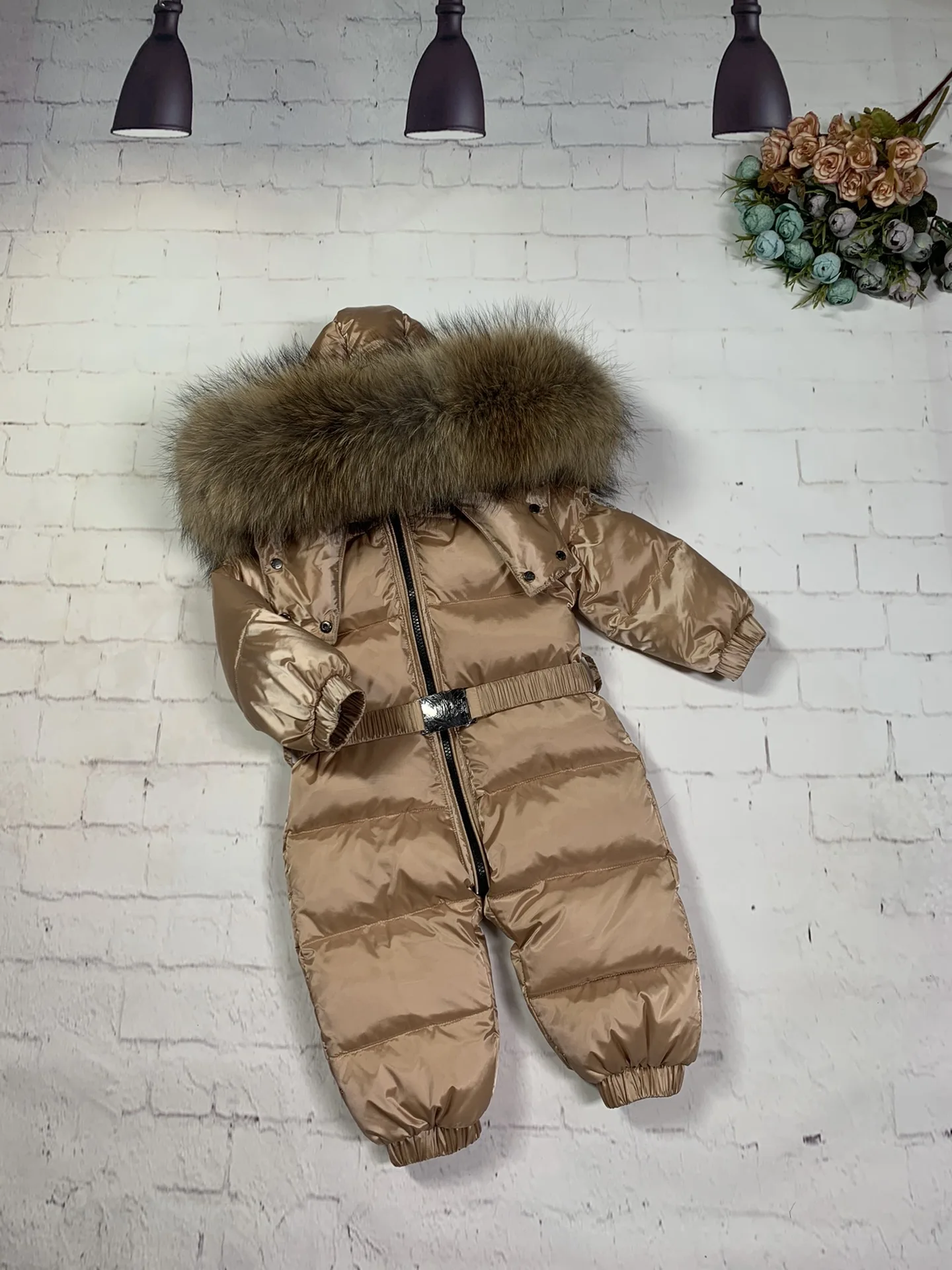 70cm-150cm Raccoon fur Outdoor 2022 winter down jacket child down coat overall children snowsuit girl outerwear suit jumpsuits