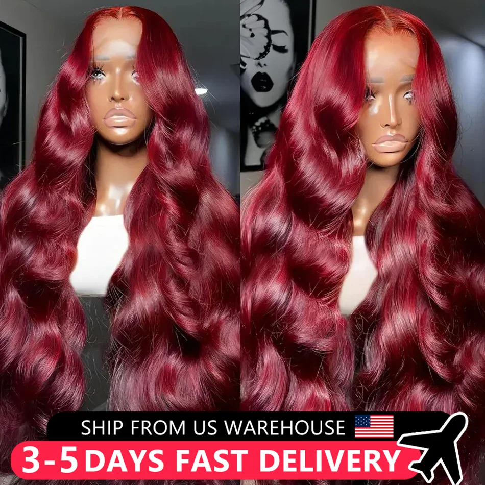 Brazilian Burgundy 99J Colored Wig 13x4 Lace Front Human Hair Wigs Body Wave 13x6 Transparent Lace Frontal For Women Pre Plucked