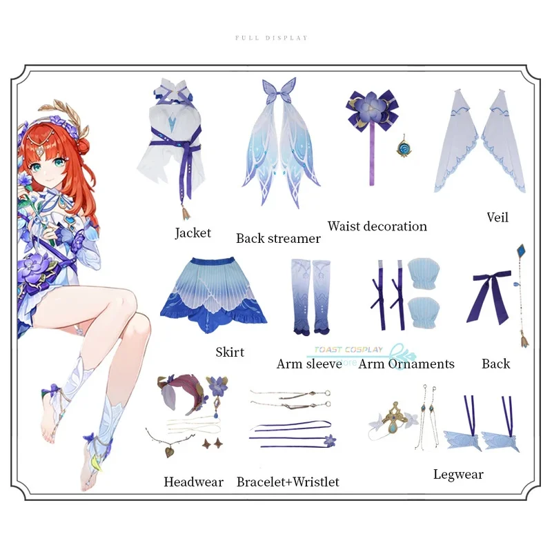 Nilou تأثيري لعبة Genshinimpact نيلو نسيم Sabaa تأثيري فستان مُصمم حسب الطلب شعر مستعار أنيمي دور اللعب كرنفال الدعاوى الحفلات