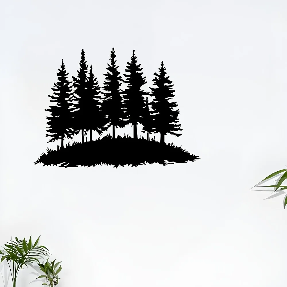 CIFBUY Pine Forest Metal Wall Art, Weather-Resistant Rustic Sculpture for Living Room & Garden Fence Decor