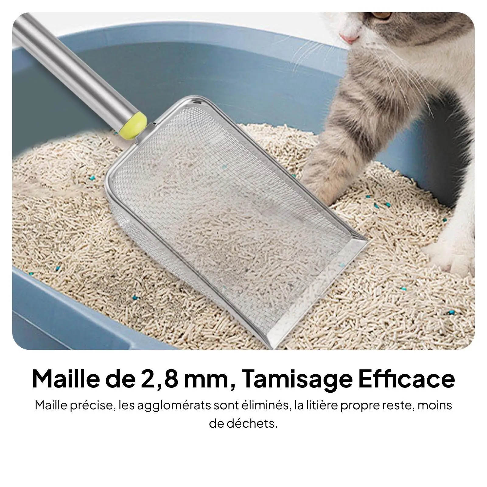 2x Cat Litter Scoop Metal Litter Scooper Portable Sifter Stainless Steel Pet Cleaning Scoop for Pets Supplies Kitty Rabbits