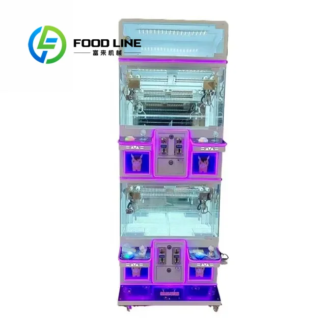Mini 4-Player Claw Machine Kids Coin-Operated Amusement Cabinet with 4 Gift Toys Plush Grabber Crane Vending Game Machine
