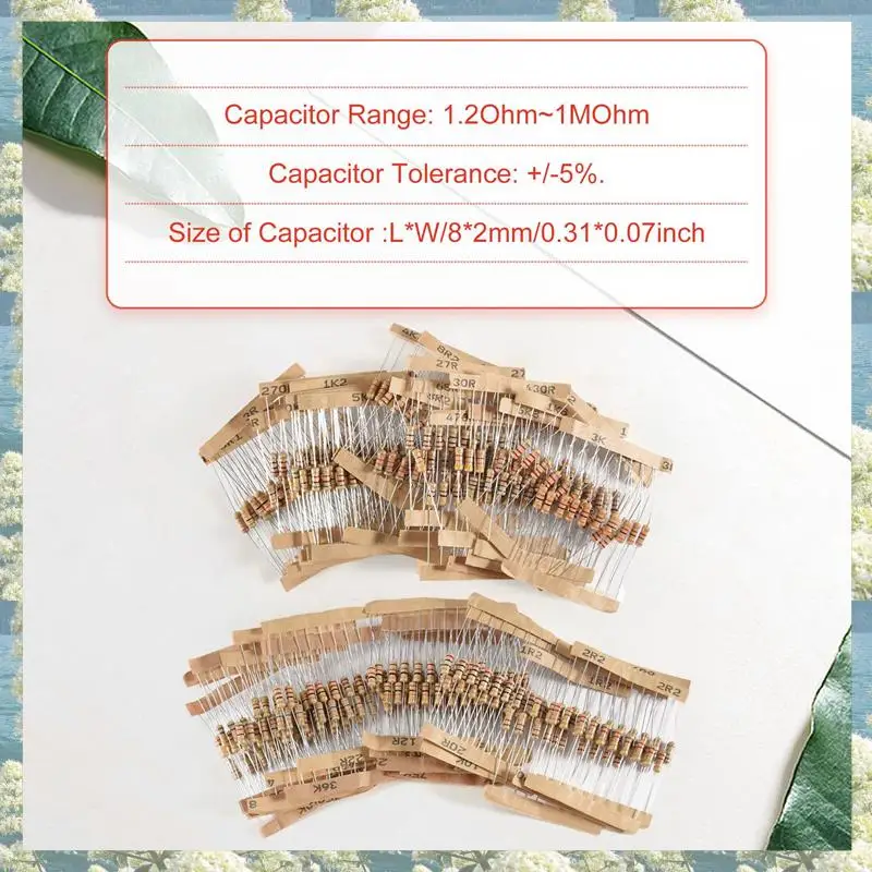 جديد-500 قطعة 50 قيم 1/2 واط 0.5 واط 5% مقاومات فيلم الكربون مجموعة متنوعة #3