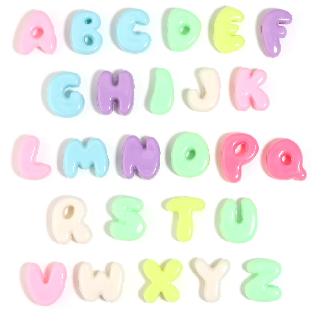 30Pcs Mixed Color Acrylic Large Hole Letter Beads for DIY