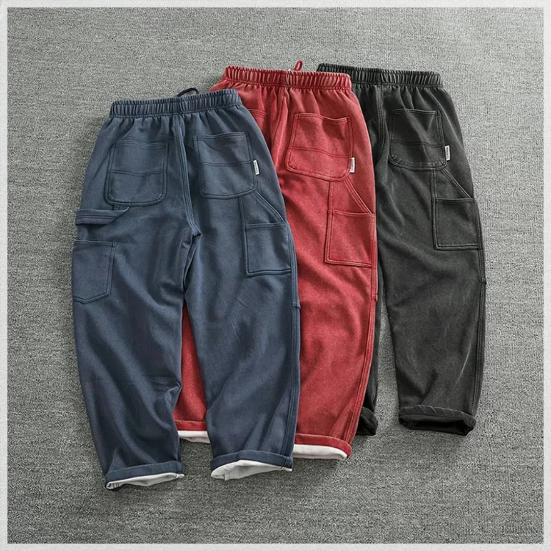 

High street fashion heavy heavy to do old fried wash knit sweatpants men's new autumn and winter loose vertical cut mountain loo