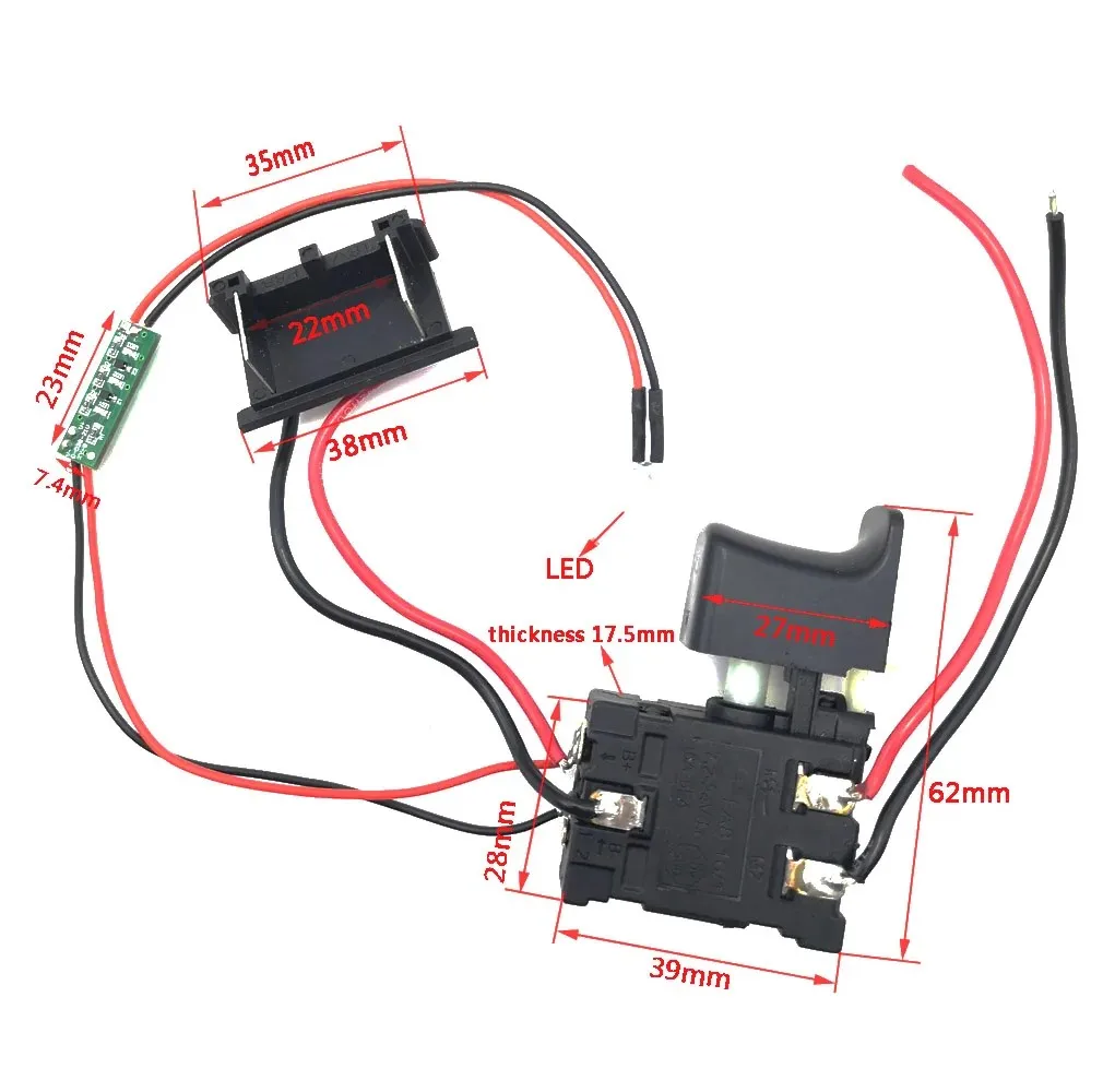 1pc FA8-16/1 DC7.2-24V 16A 5E4 Knife saw speed control switch electric tool accessory with LED and circuit board