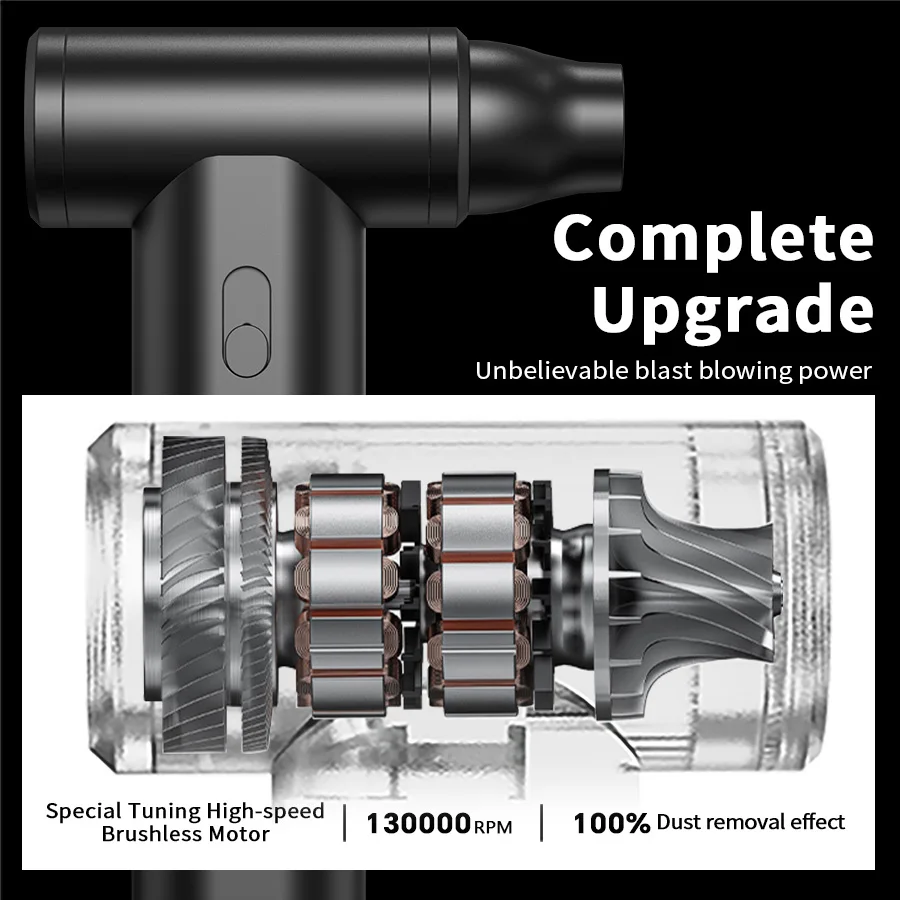 LED Display 120000RPM Brushless Jet Fan Electric Air Duster Mini Turbo Fan Dust Removal Jet Dry Blower Handheld Compressed