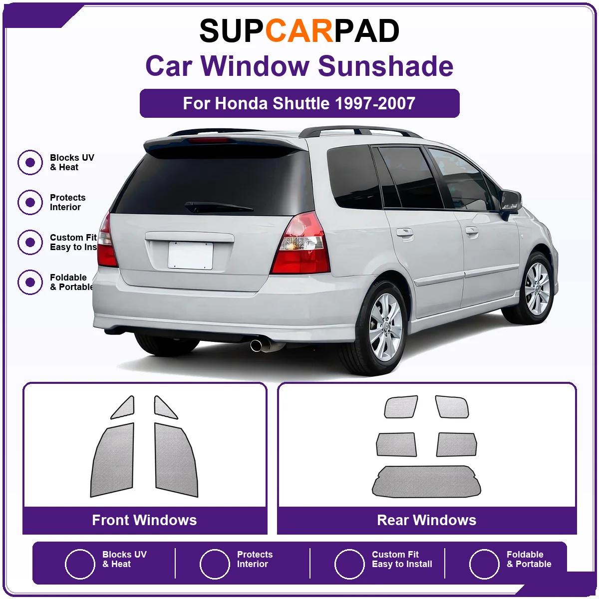 For Honda Shuttle 1997-2007 Pre‑Cut Auto Window Sunshade Anti‑UV Car Sun Visor Protector