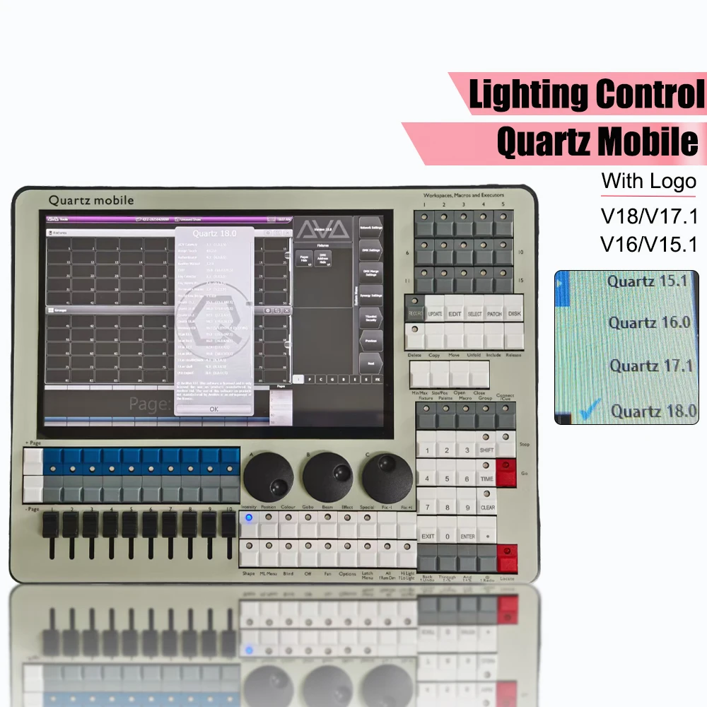 New Mini Quartz Mobile V18/V17.1/V16/V15.1 Titan DMX Console Stage Lighting Controller With Touchscreen DMX512 For DJ Disco
