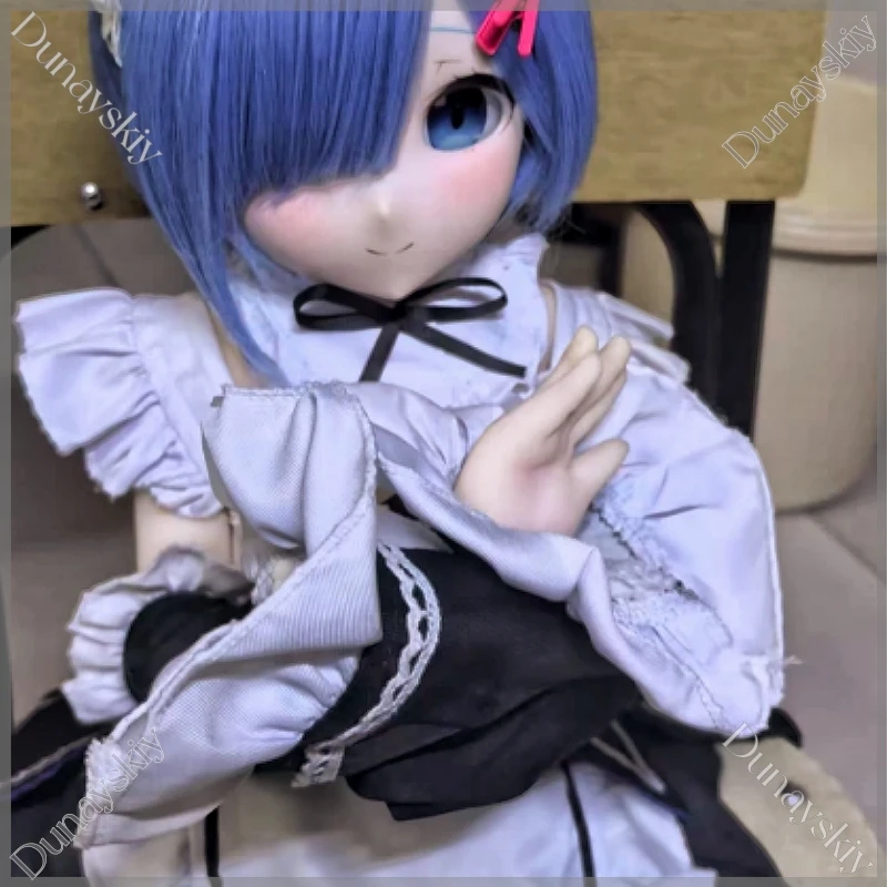 RE0 Rem Ram BJD - Ropa para Figuras de Silicona de 100-170 cm, Disfraz de Sirvienta, Diadema, Mangas, Delantal, Lazo, Uniforme Clásico de Anime