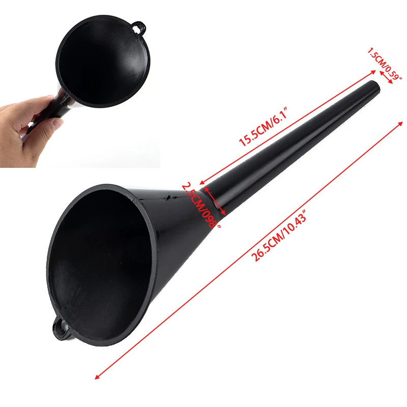 1pc Car Refueling Multi-Function Plastic Long Neck Oil Funnel For All Automotive Oil Black