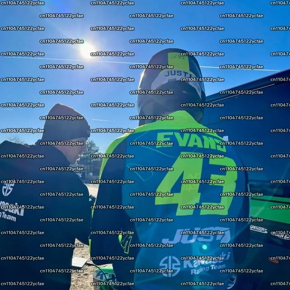 # 43 EVANS 2025 جديد كاواساكي بدلة ركوب الدراجات النارية الرجال موتوكروس جيرسي المتضخم تنفس التجفيف السريع الرياضة طويلة الأكمام