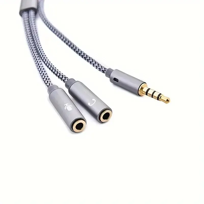 3.5mm Gold Plated 2 Way Mobile Phone Computer Headset Microphone Adapter Extension Neutral Audio