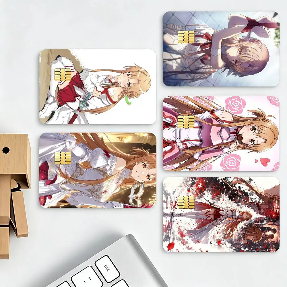 Asuna Yuuki Sword Art Online  HD Waterproof Credit Card Stickers Silicone Decals For Chip Game Cards Gift