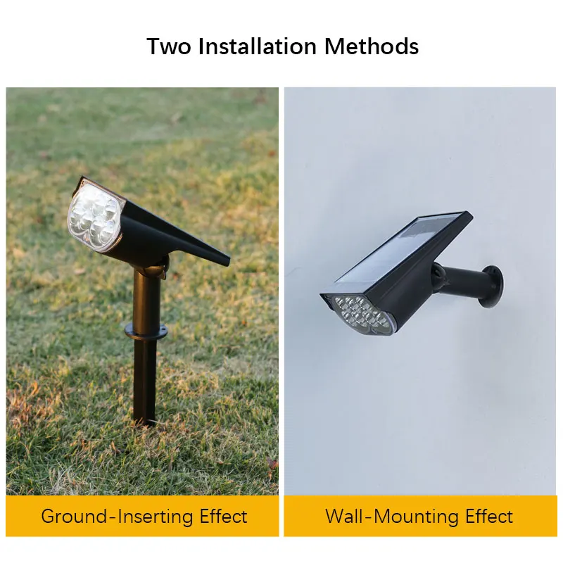 أضواء كاشفة تعمل بالطاقة الشمسية مع حامل أرضي/حائط، وإضاءة مناظر طبيعية LED تشغيل/إيقاف تلقائي لأشجار الحديقة #3