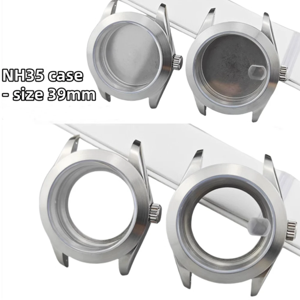 

39MM Watch Case 316L Stainless Steel Sapphire Glass Case NH35 Watch Shell Accessories for NH35/NH36 Movement, Fit 28.5mm Dial