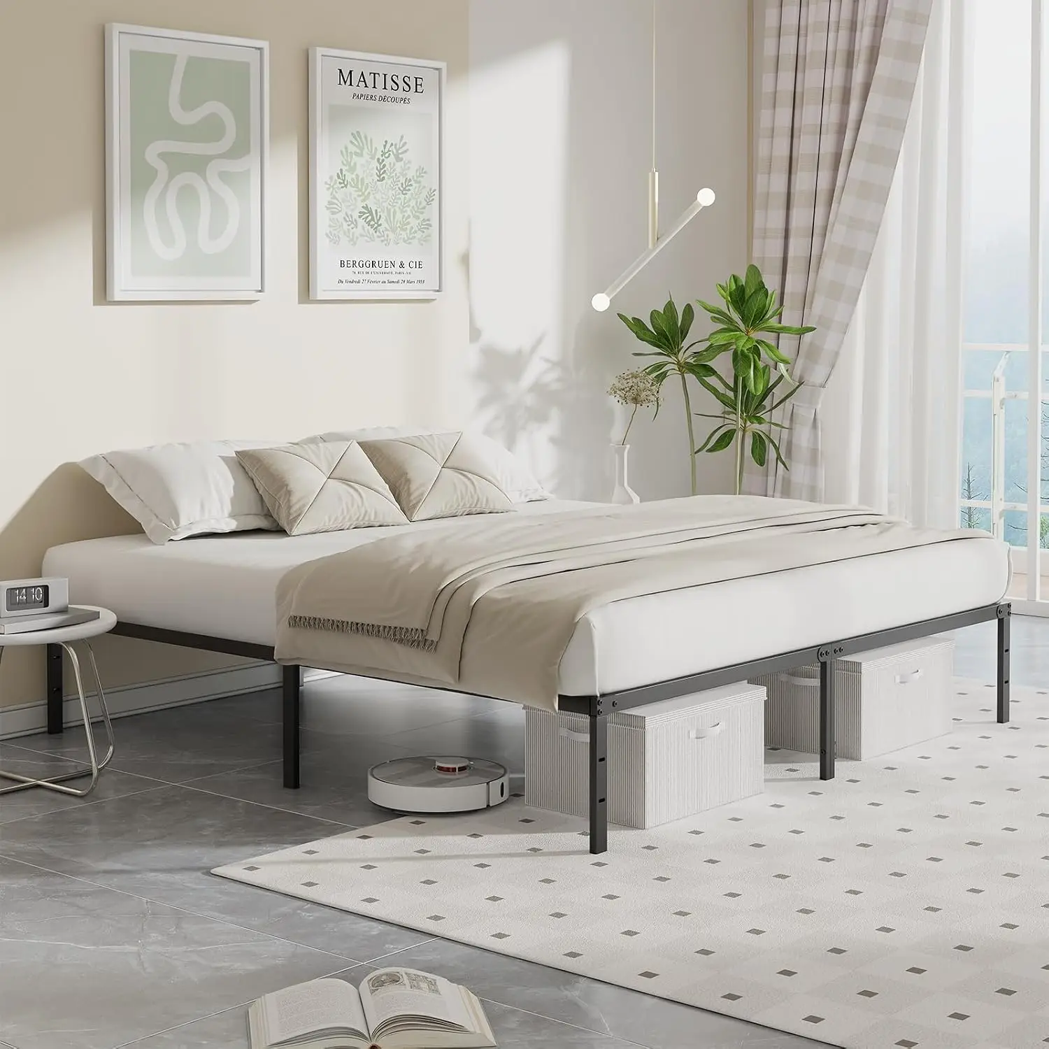 King Bed Frame, Heavy Duty Sturdy 12 Inch Metal Platform Bed with Storage Space, Enhanced Stability & Noise-Free, No Box