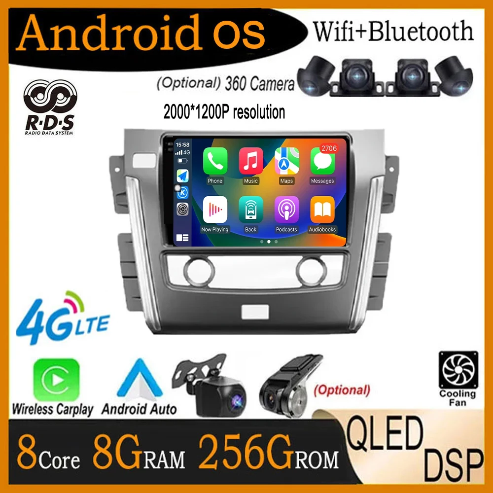 9 lnch Android 14 For Nissan Patrol y62 2010 - 2020 Car Radio Multimedia Video Player Carplay Bluetooth Navigation Stereo