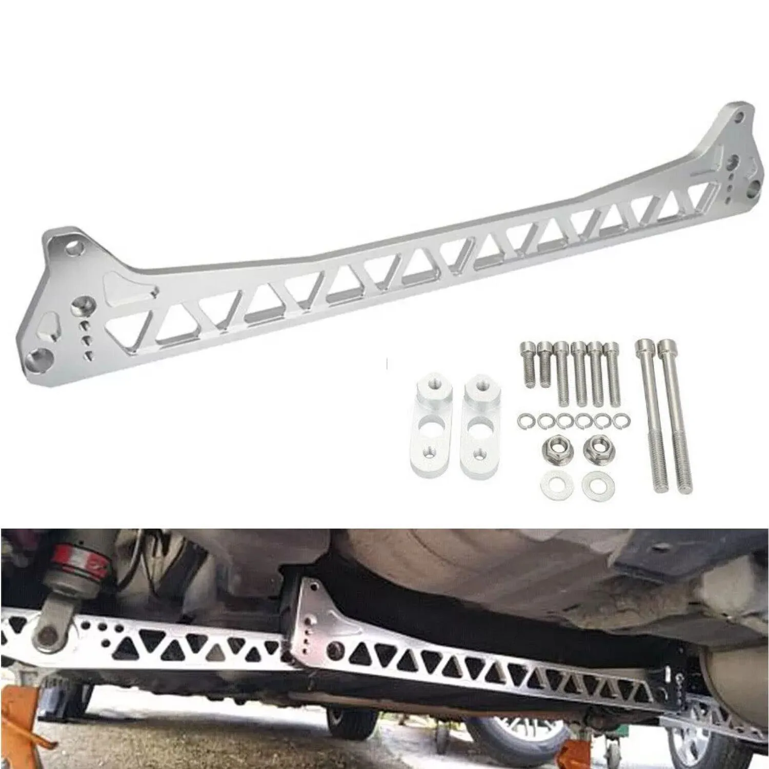 

High Quality Billet Aluminum Silver Rear Control Arm Subframe Brace for Honda Civic Del Sol EG 92-95