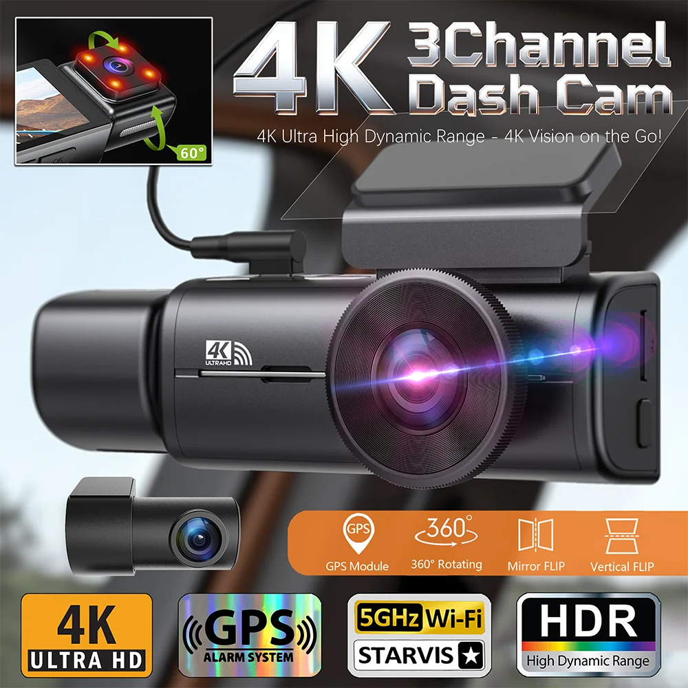 

Dash Cam 4K UHD WiFi Black Box HDR Night Vision Video Recorder 24H Parking Monitor G-Sensor Audio Video Car DVR Car Camera