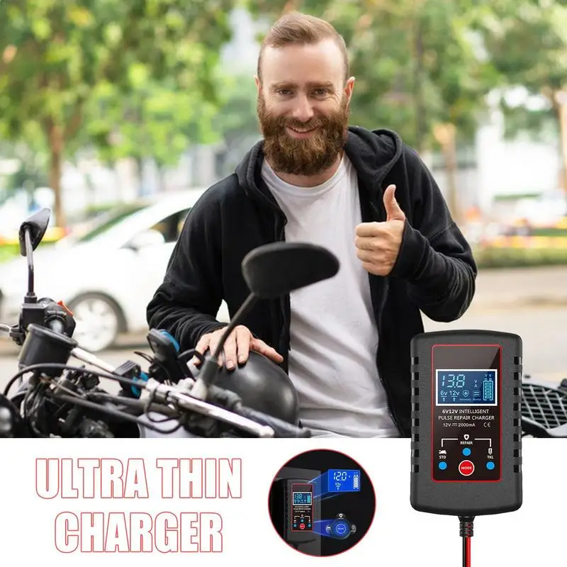 

Car Battery Charger Smart Battery Charger Maintainer With LCD Display Fireproof Multifunctional Car Accessories Battery