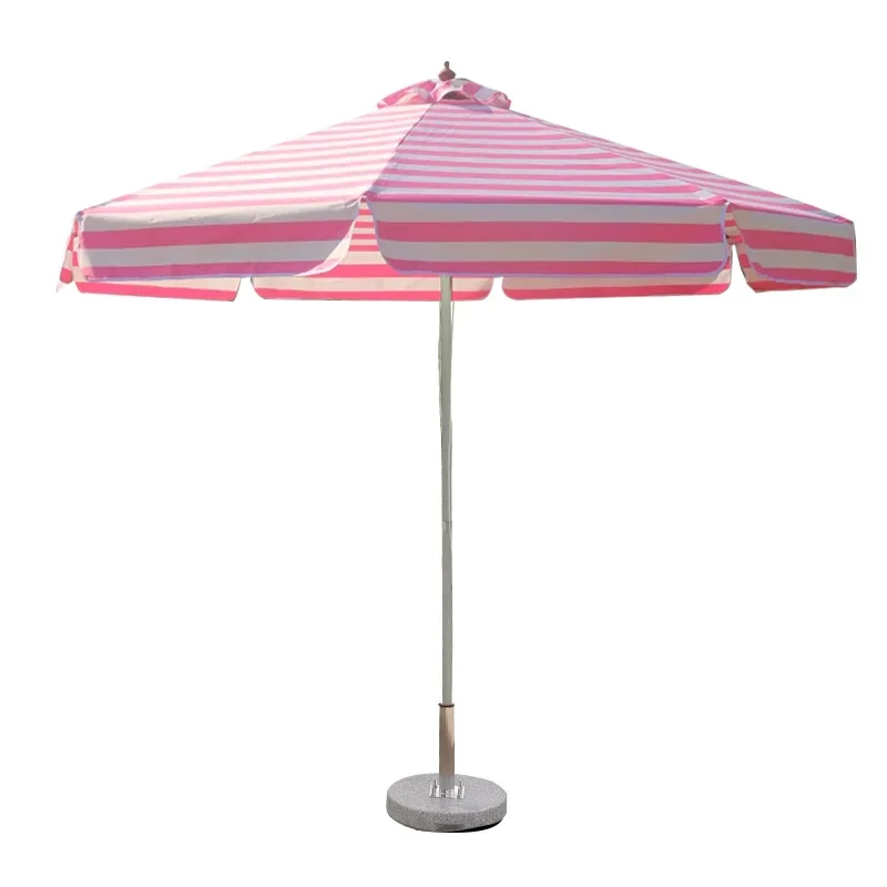 Striped outdoor parasol wood grain courtyard terrace large sun umbrella stall umbrella canopy tent