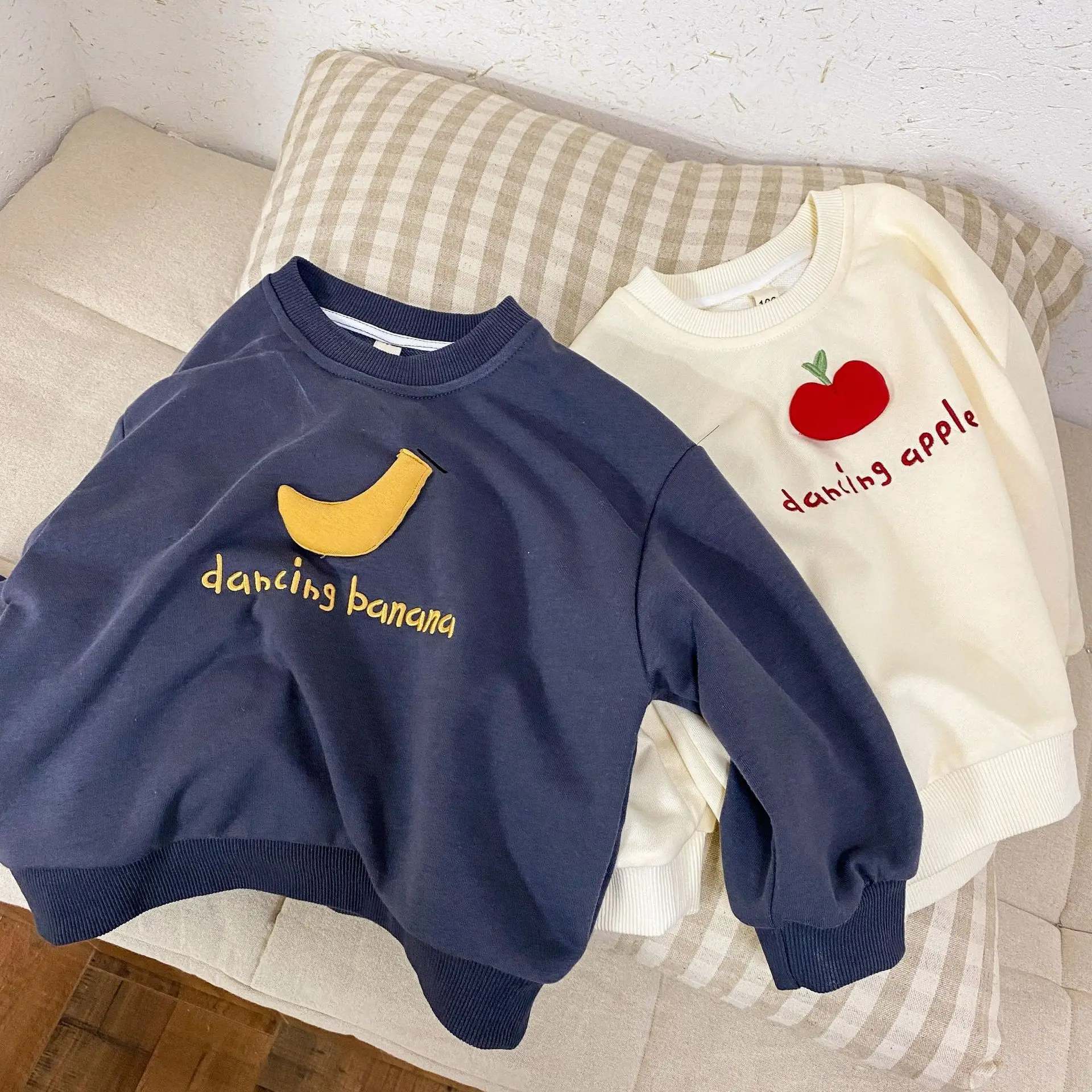 2025 Spring Autumn Children's Sweatshirts Baby Boys Girls Cotton Bottoming Shirt Cute Fruit Toddler Kids Long Sleeve Sweatshirt