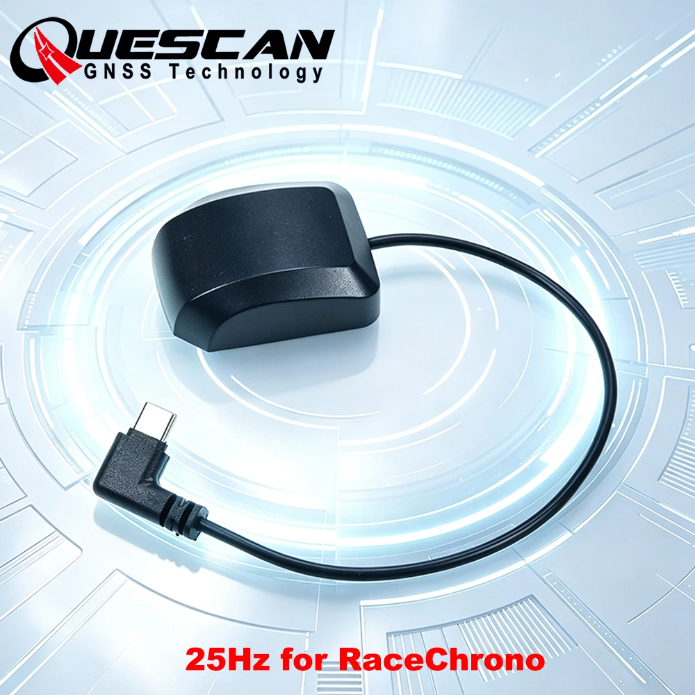 QUESCAN 25Hz USB Type-C GPS GNSS Module for Android RaceChrono USB GPS Antenna Receiver Karting Motorsport Lap Speed Positioning
