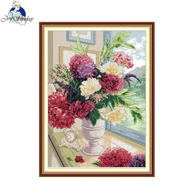 

Набор для вышивки крестом Радость воскресенье Букет цветов Картина Холст Ручной работы Набор для вышивания для начинающих Заводская поставка