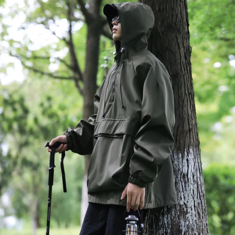 Autumn Jackets Men Hooded Front Pockets Baggy Outwear Stylish All-match European Style Parachute Handsome Casual Rib Sleeve Ins