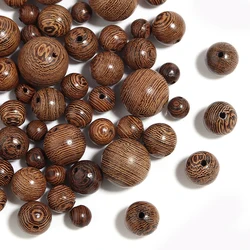 6/8/10/12/15mm Natural Stripe Spacer Ball Wooden Beads Loose rayer Beads For Jewelry Making Bracelet Necklace Prayer Beads