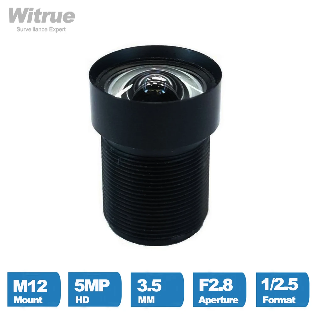 

Camera Lens CCTV HD 5MP 3.5MM M12 Mount 1/2.5" F2.8 Low Distortion with 650nm IR Filter for Action Cameras