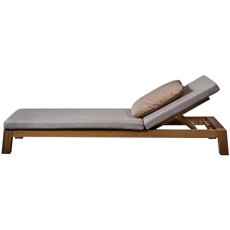 

Уличная кровать из массива дерева, вилла, отель, бассейн, гостиная, загорание, водонепроницаемое кресло для проживания в семье, приморский пляжный стул из тикового дерева