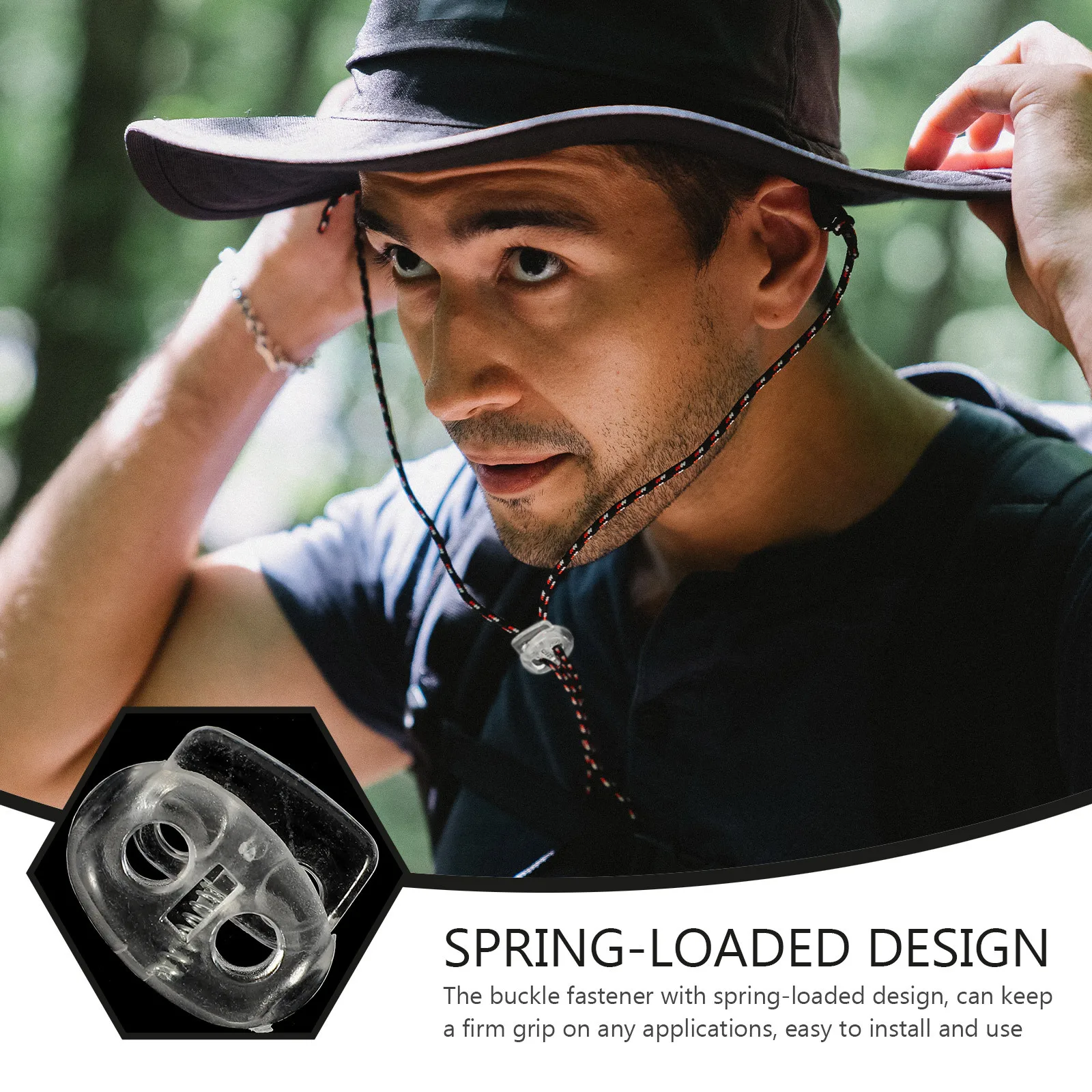 

100Pcs Pig Nose Buckle Cord Locks Premium Plastic Spring Loaded Adjustable Fastener for Drawstrings Clothing Lanyards DIY