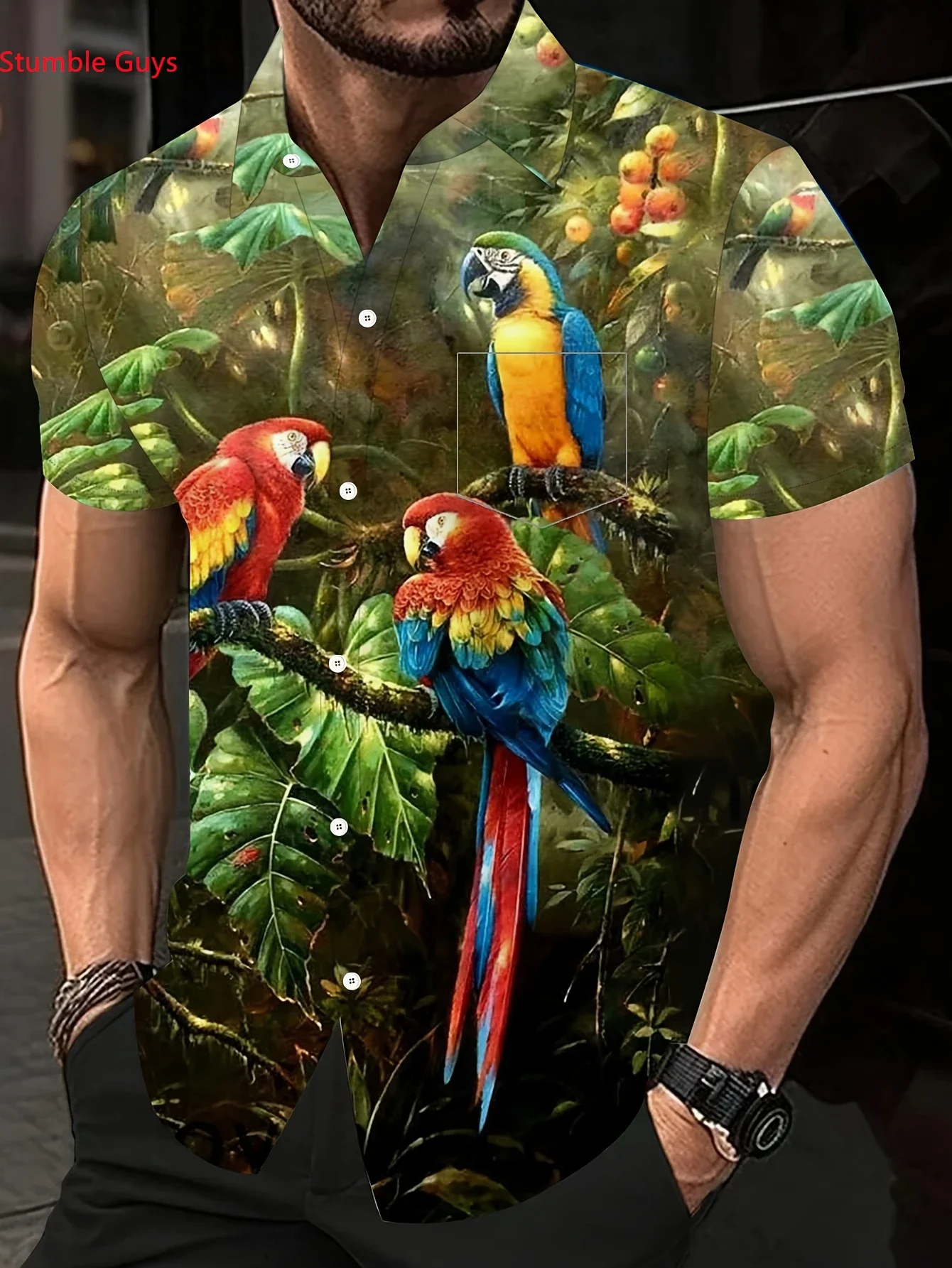 

Men's Stylish Vacation Shirt Summer Man Short Sleeve Hawaiian Fashion Print Lightweight Breathable Beach Tops