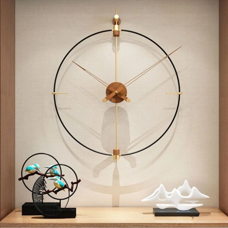 Retro Hang Clocks Circle Wall Clock Living Room Luxury Copper Decoration Watch Bedroom Creative Silent Watches Accessories