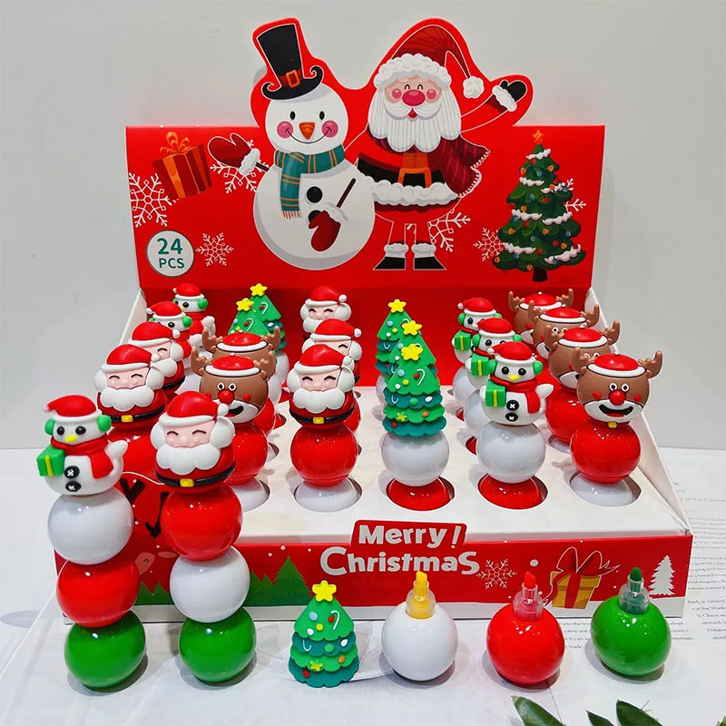 Christmas 24pcs Creative Kawaii Splicing Color Markers Student Children's Paintbrush Stationery Set Christmas Gift