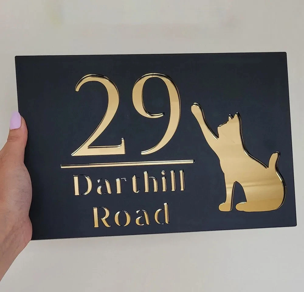 House Number House Signs Door Number Laser Cut Matt Mirror House Address Numbers Modern House Sign Rectangle House Number