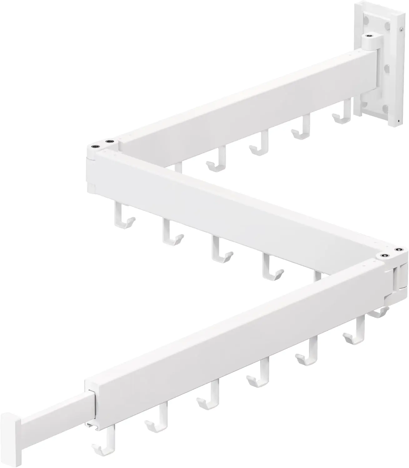 

White Retractable Wall Mounted Clothes Drying Rack, Collapsible Tri-Fold Laundry Space Saver