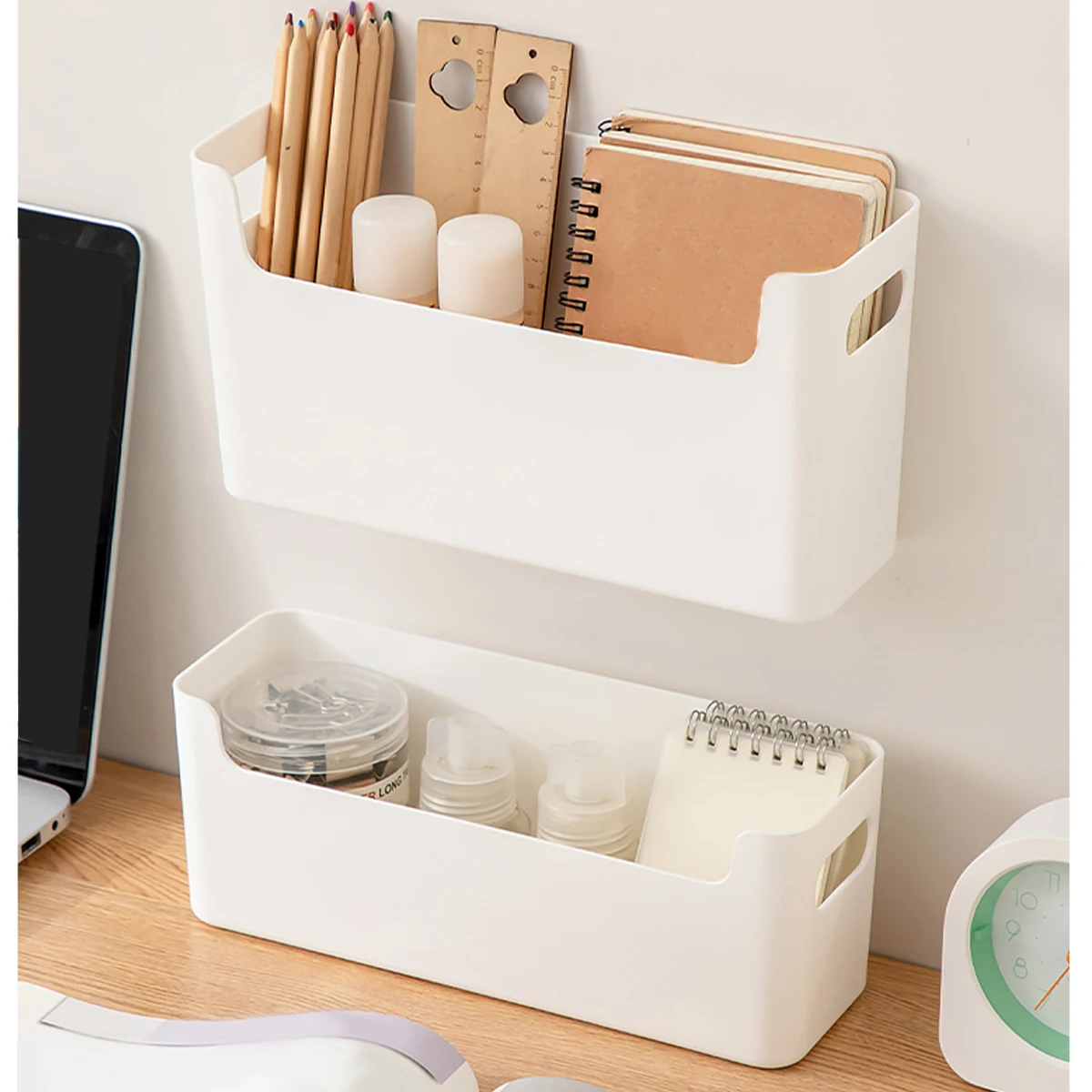 WORTHBUY Plastic Charger Data Cable Organizer Box Bedroom Study Office Supplies Storage Box Wall Mounted Sundries Storage Case