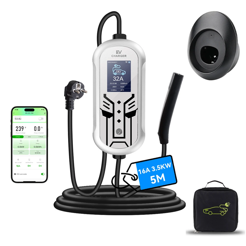 

For Tesla Model3/Y/X/S EV Chargers 32A 7KW NACS Socket 5M Cable WIFI APP Control Wallbox EVSE Electric Car Charging Accessories