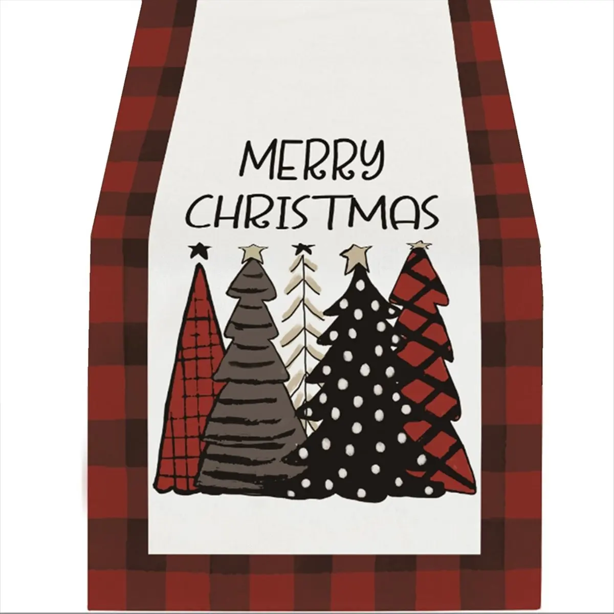 2026 Trend Winter Christmas Table Runner Red and Black Merry Christmas Trees Table Runner, Kitchen Dining Table