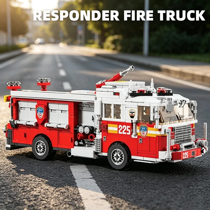 

Kids Building Blocks American Classic Retro Fire Truck Puzzle Model Toys For Kids To Enhance Intelligence Children's DIY Gifts