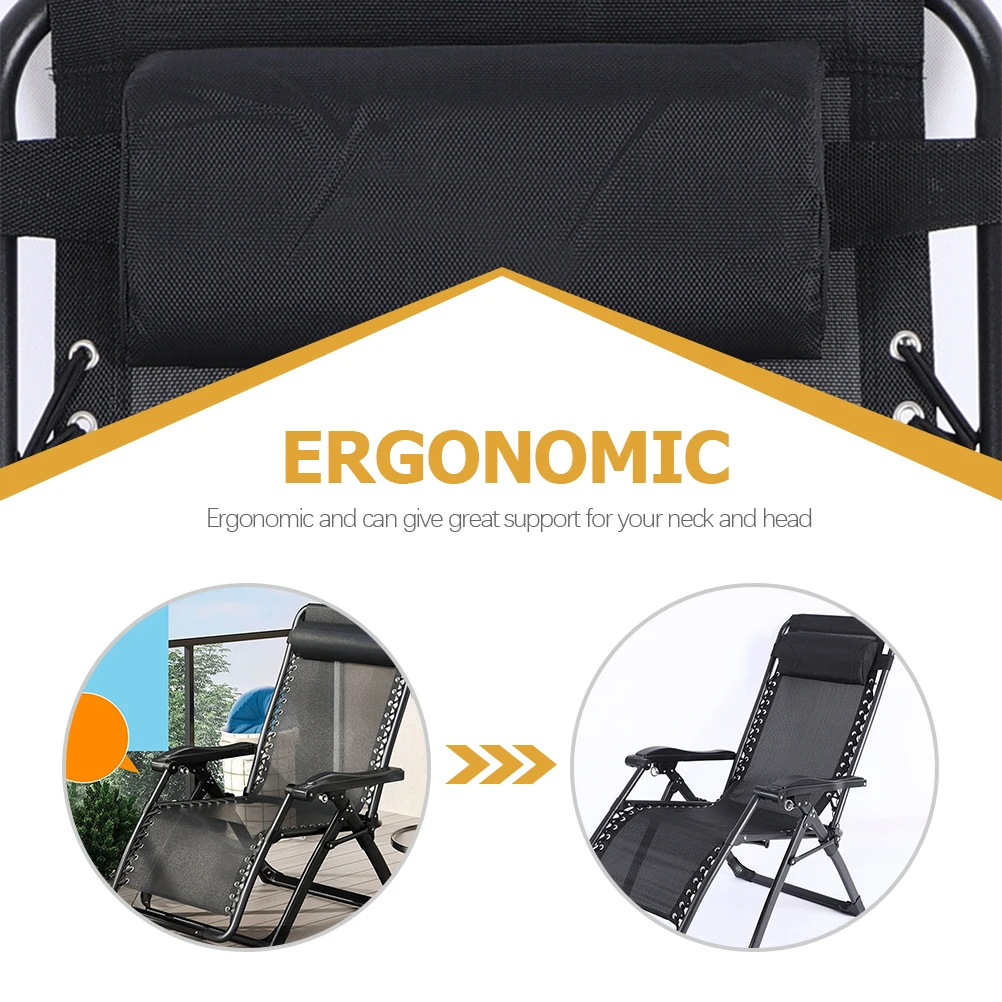 

2Pcs Premium Outdoor Anti Gravity Lounge Chair Pillow Headrest with Elastic Straps for Folding Patio Recliner Black