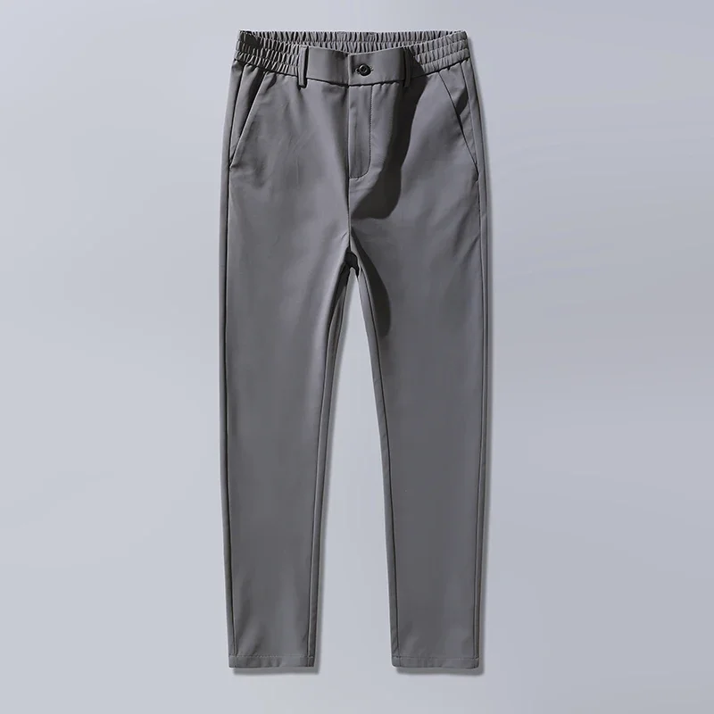 Summer Thin Business Stretch Slim Fit Elastic Waist Men\'s Casual Pants Jogger Korean Classic Blue Black Gray Brand Trousers Male