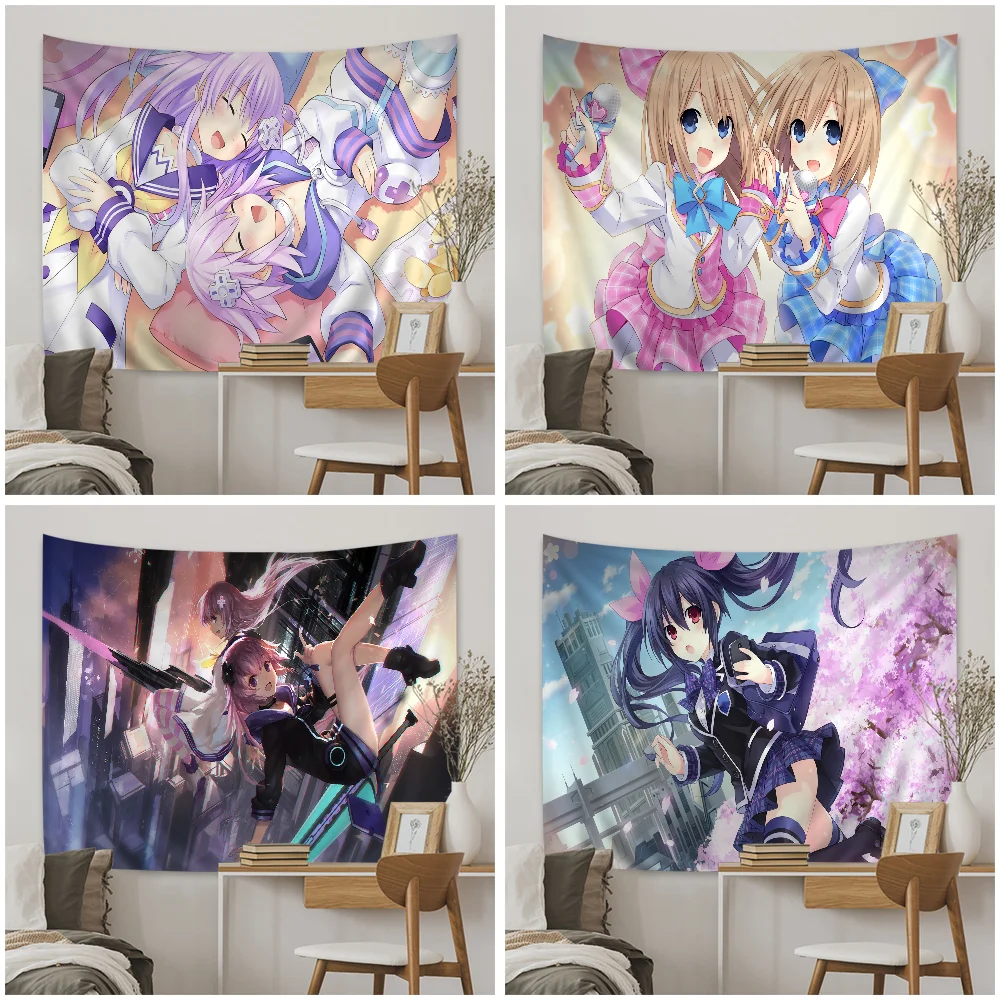 Hyperdimension Neptunia Printed Large Wall Tapestry Hanging Tarot Hippie Wall Rugs Dorm Cheap Hippie Wall Hanging