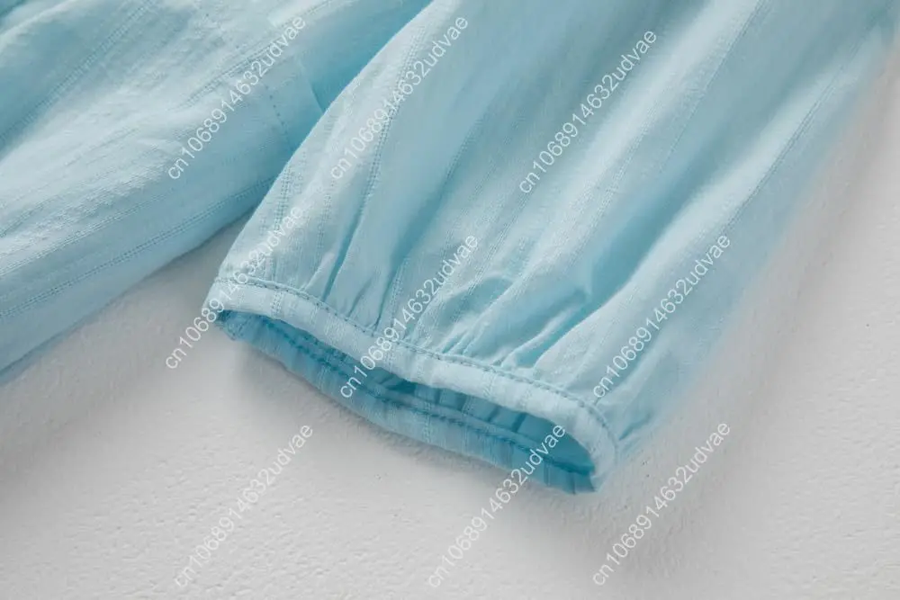 Lafural Abito da donna con scollo a V in cotone, tunica ampia e casual, grembiule, abiti estivi, abito da vacanza, tasca con maniche a 3/4