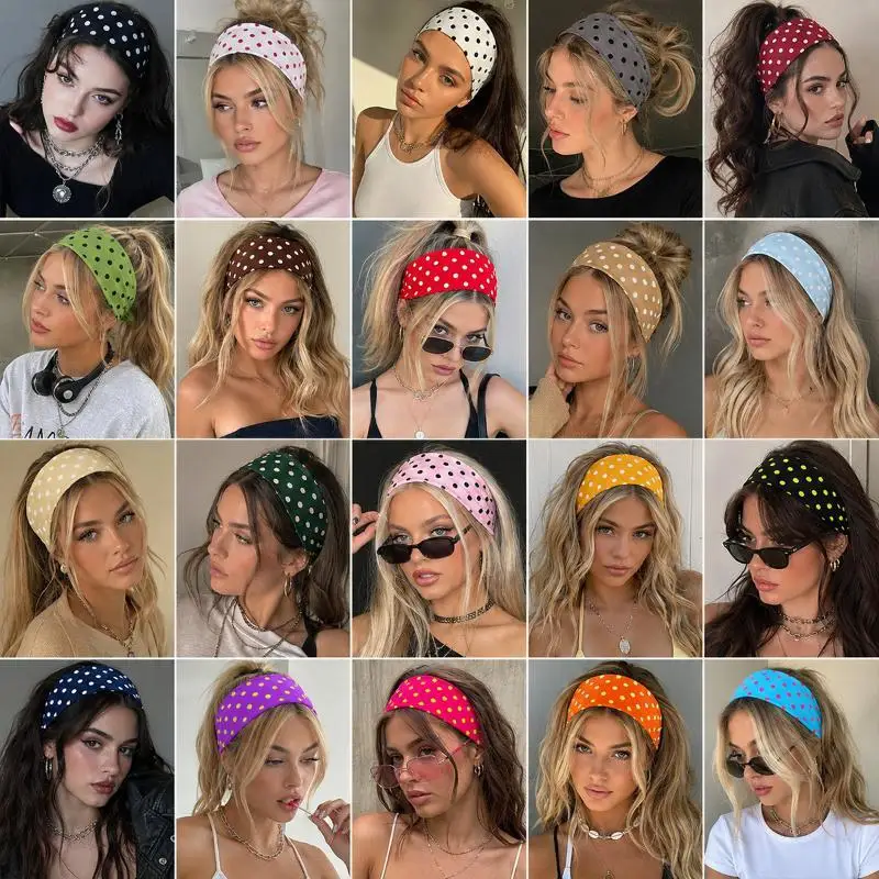 Gepunktete Breite Stirnbänder, Ultra Weich, Dehnbar, Atmungsaktiv, Rutschfest für Frauen, Tanz, Workout, Yoga, Laufen, Übungen, Heimsport – Detail 10