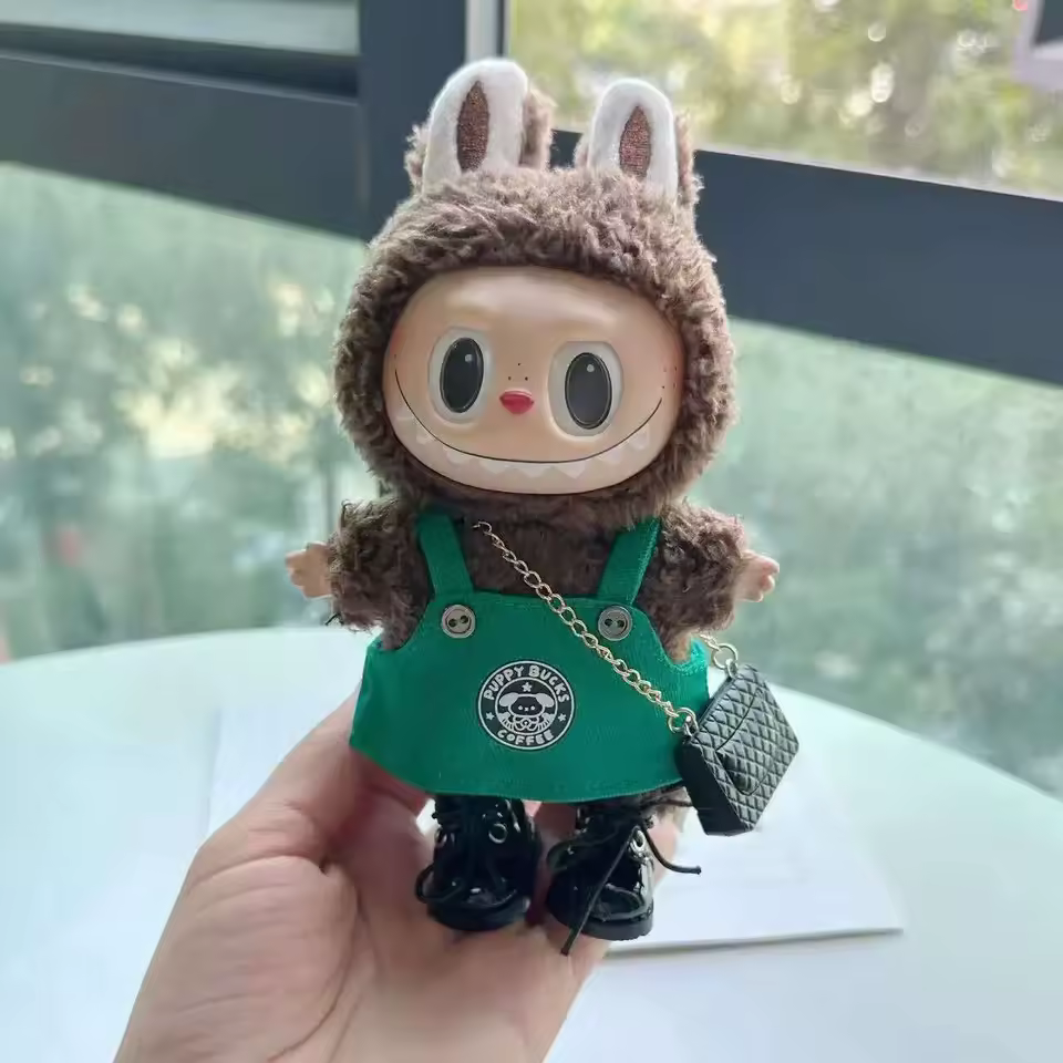 Labubu 17cm Doll's Clothes The Monsters Outfit Accessories Clothing Cartoon Green Coffee Dress Shoes - AliExpress 