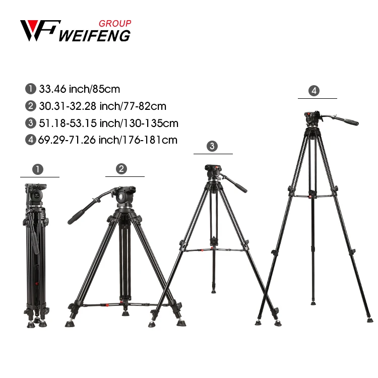 weifeng WF-727 Aluminum Alloy Professional Tripod, Compatible with SLR Video Camera , with 360 degree Fliud Head